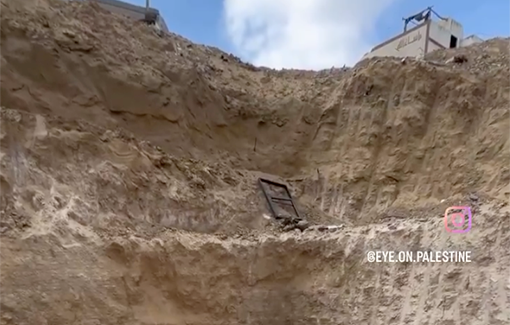 Thumbnail preview image for the video titled: IDF litters & turns Bani Suheila cemetery into HUGE hole