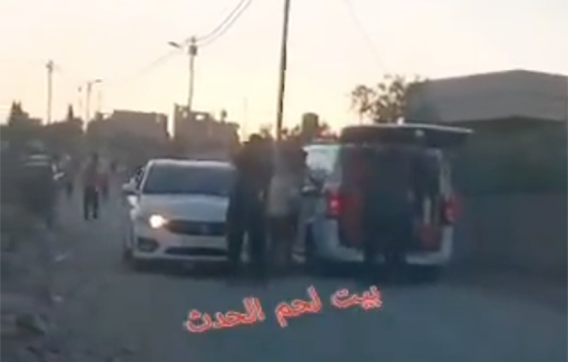 Thumbnail preview image for the video titled: Israeli settlers shooting at Palestinian civilians in the Khallet al-Nahla area l, south of Bethlehem