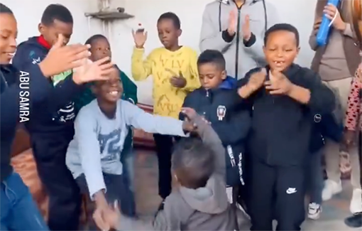 Thumbnail preview image for the video titled: Palestinian children and adults playing music, singing and dancing Nakbeh