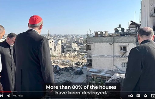 Thumbnail preview image for the video titled: "It is objectively intolerable ..." Patriarch of Jerusalem on situation in Gaza