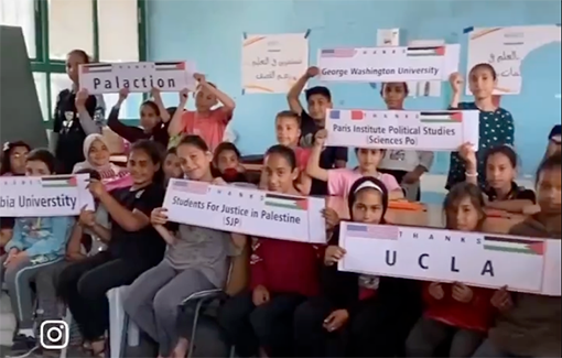 Thumbnail preview image for the video titled: Students from Gaza thanking students in the US