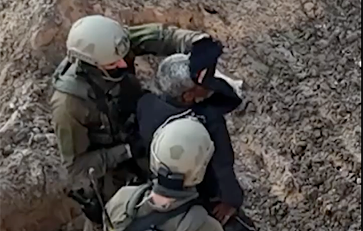 Thumbnail preview image for the video titled: Captured drone footage reveals IDF using a human shield