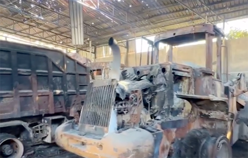 Thumbnail preview image for the video titled: Destroyed municipal equipment, bombed by Israel, in Gaza City