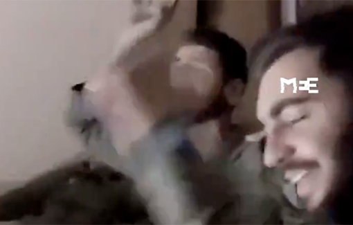 Thumbnail preview image for the video titled: IDF Soldiers singing and dancing in a home in Gaza, likely Rafah