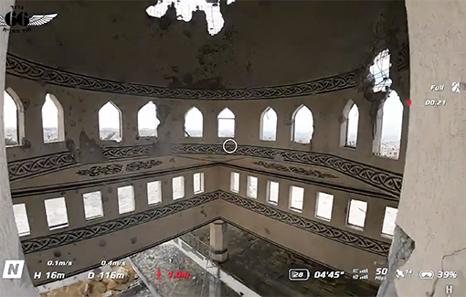 Thumbnail preview image for the video titled: IDF send monitoring drone then blows up an damaged and empty mosque