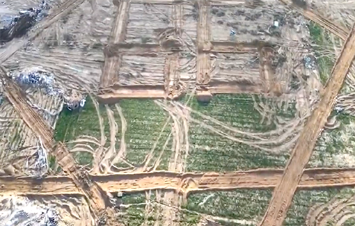 Thumbnail preview image for the video titled: IDF bulldozer carving a star of david into the ruins of homes Israel demolished