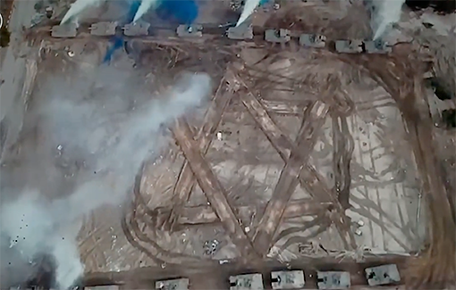 Thumbnail preview image for the video titled: IDF publishes a video celebrating the Golani brigade carving a star of david into the ruins of Gaza City