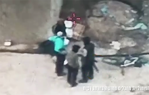 Thumbnail preview image for the video titled: IDF assasinates security guards protecting a warehouse of humanitarian aid in Rafah