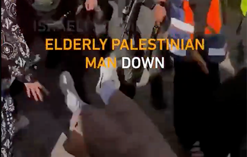 Thumbnail preview image for the video titled: Israeli soldiers attack and injure an elderly man near Al-Aqsa Mosque