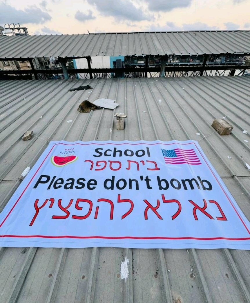 Thumbnail preview image for the video titled: Israel bombs school despite clear sign: "School. Please don't bomb"