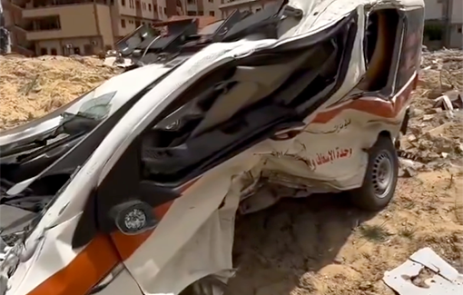 Thumbnail preview image for the video titled: Ambulances from Nasser Hospital that Israel completely destroyed