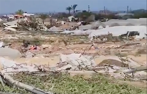 Thumbnail preview image for the video titled: Israeli troops bulldoze 500 acres of crop lands and demolish greenhouses in Rafah