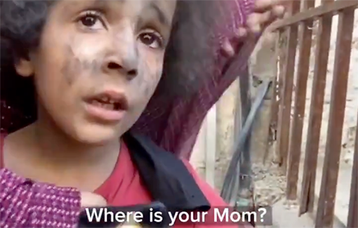 Thumbnail preview image for the video titled: Little girl distraught over her mother following a strike on their home in al-Daraj neighborhood