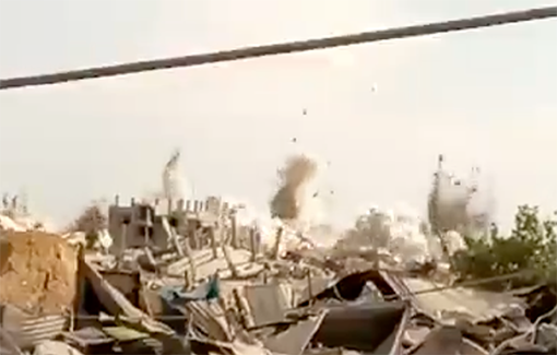 Thumbnail preview image for the video titled: The propagandist Amit Segal dedicates explosion of Rafah's buildings in memory of two Israeli Sergeants