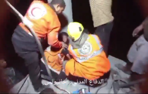 Thumbnail preview image for the video titled: Civil Defense crews search for victims from the Abu Sabla family after Israeli bombing