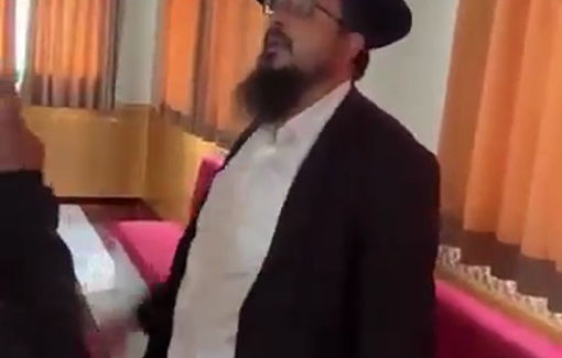 Thumbnail preview image for the video titled: Jew settler harasses people inside Hamza Mosque in Beit Safafa and refuses to leave