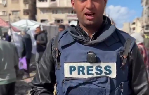 Thumbnail preview image for the video titled: Families displaced from North Gaza shelter in tents made of tattered flour bags