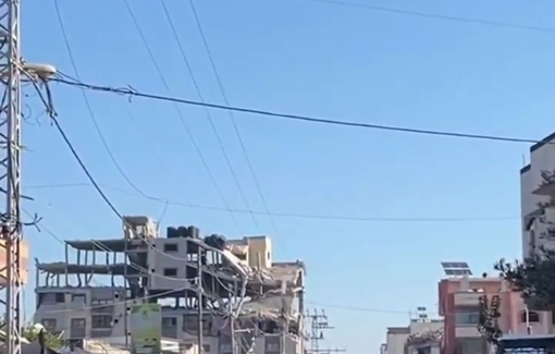 Thumbnail preview image for the video titled: Israeli bombing of Al-Nasira Tower and ensuing casualties