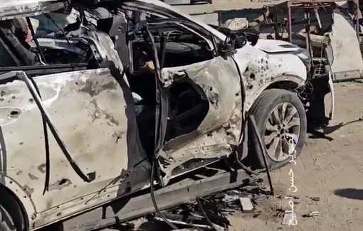 Thumbnail preview image for the video titled: WCK employee's car bombed by Israeli drone