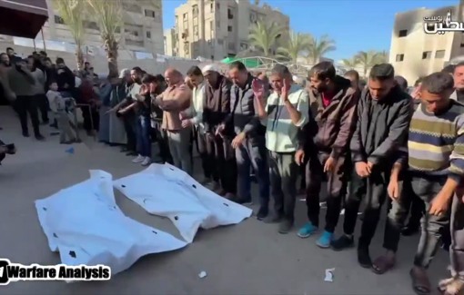 Thumbnail preview image for the video titled: Funeral prayer for WCK aid workers murdered by Israel while on duty