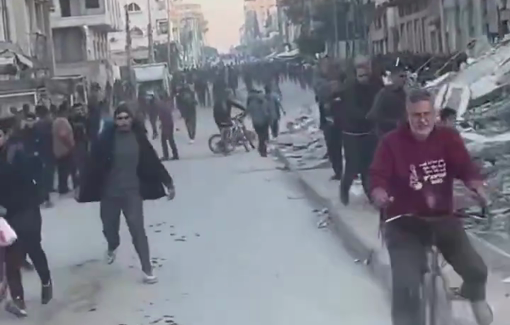 Thumbnail preview image for the video titled: Massacre on Al-Thawra Street following an Israeli airstrike