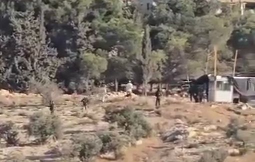 Thumbnail preview image for the video titled: Israeli settlers from Maon outpost carry out repeated raids on al-Tuwani village and Hureini family