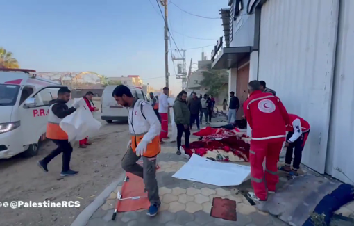 Thumbnail preview image for the video titled: Paramedics recover 4 Palestinians killed in Rafah