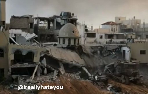 Thumbnail preview image for the video titled: Bulldozing an already destroyed mosque