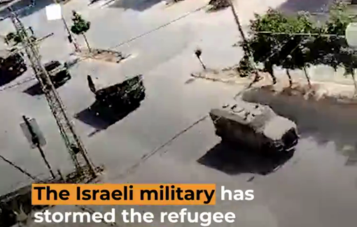 Thumbnail preview image for the video titled: Israel sent reinforcements after its forces infiltrated the refugee camp and killed at least 7 Palestinians