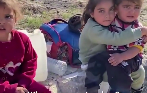 Thumbnail preview image for the video titled: Little girls got separated from their parents during horrific displacement under Israeli gunfire