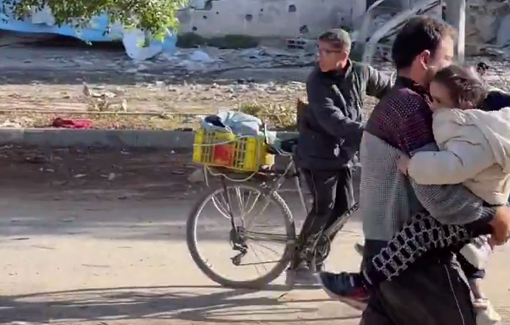 Thumbnail preview image for the video titled: Israeli forces shoot at elderly and injured people during displacement