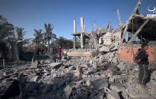 Thumbnail preview image for the video titled: Abu Samra family house completely destroyed in night Israeli bombing