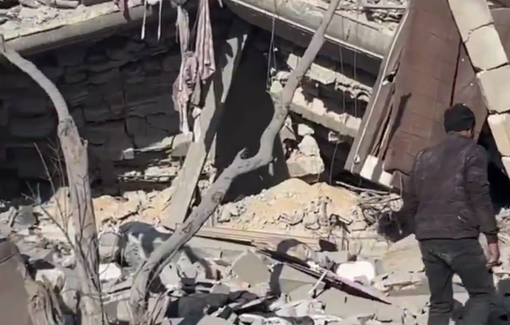 Thumbnail preview image for the video titled: Extensive destruction of and around Abu Samra family house after Israeli bombing