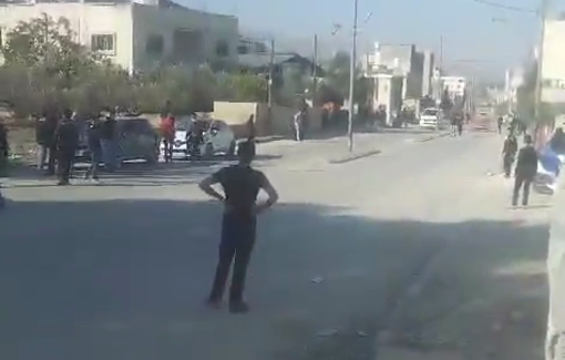 Thumbnail preview image for the video titled: Injuries reported among local Palestinian residents from Israeli army gunfire in the town of Beit Furik