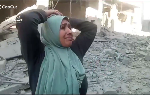 Thumbnail preview image for the video titled: Woman mourns the loss of her house bombed for the 4th time by the IDF