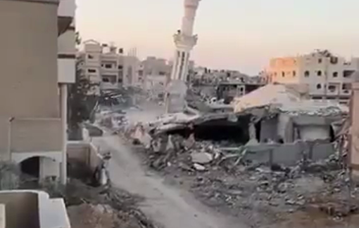 Thumbnail preview image for the video titled: Israeli forces demolish Al-Istiqaama Mosque