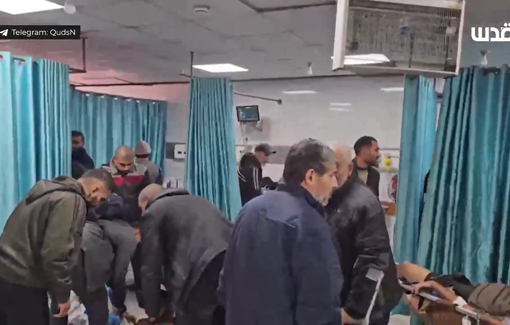 Thumbnail preview image for the video titled: Casualties treated at hospital after Israeli strike on Abu Hussein school