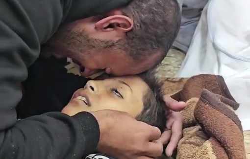 Thumbnail preview image for the video titled: Father mourns his son killed by Israeli strike while playing