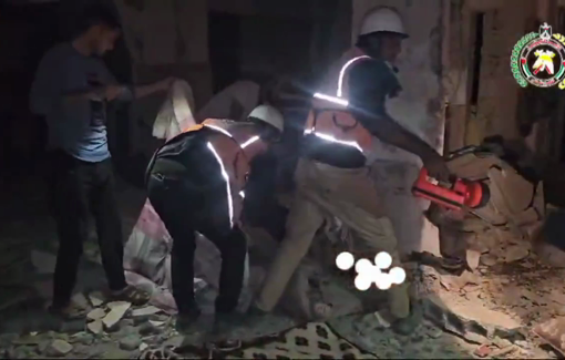 Thumbnail preview image for the video titled: Civil Defense crews retrieve the bodies of Khailfa family members following Israeli bombing