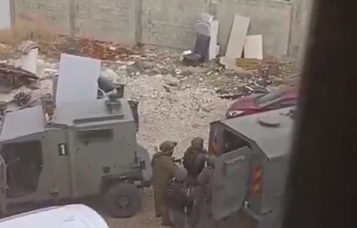 Thumbnail preview image for the video titled: In Qalqilya, Israeli forces were filmed desecrating and detaining Al-Barahmeh’s body