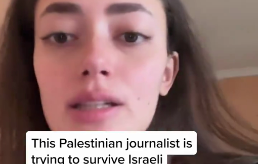 Thumbnail preview image for the video titled: Palestinian journalist Plestia Alaqad is sharing a firsthand account of life under siege and bombs in Gaza