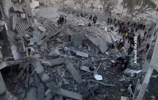 Thumbnail preview image for the video titled: Aftermath of Israeli bombing of Nuseirat post office area