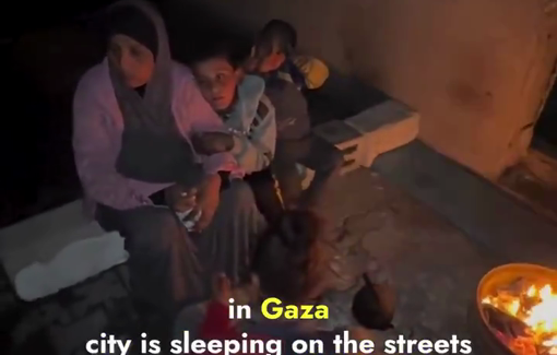 Thumbnail preview image for the video titled: Homeless mother and children forcibly displaced from North Gaza