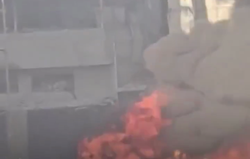 Thumbnail preview image for the video titled: Ambulance torched in front of Kamal Adwan Hospital