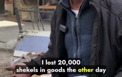 Thumbnail preview image for the video titled: Merchant in Jenin lost over 5,000$ of stock to Israeli raid