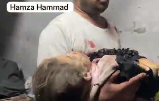 Thumbnail preview image for the video titled: Nurse carries his little daughters killed in a midnight Israeli strike on their home