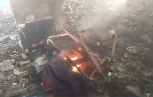 Thumbnail preview image for the video titled: Corpses burned in Khalil Awida school after an IDF raid and the ensuing massacre