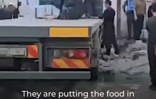 Thumbnail preview image for the video titled: Strike near Kamal Adwan Hospital while aid is being delivered to it