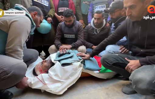 Thumbnail preview image for the video titled: Funeral of journalist Ahmad Al-Louh and Civil Defense crews