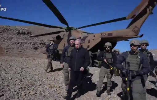 Thumbnail preview image for the video titled: Netanyahu visiting the Syrian side of Mount Hermon to officially size it